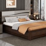 BS-159B Bed with Storage Matt Brown + Khaki High Gloss (8S+9L)